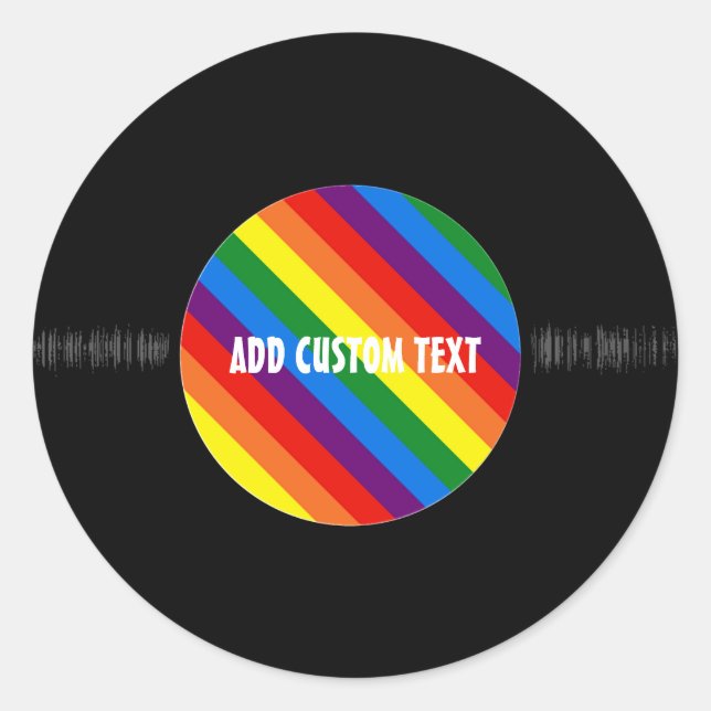 Rainbow Stripes Retro Vinyl Record Custom Music Classic Round Sticker (Front)