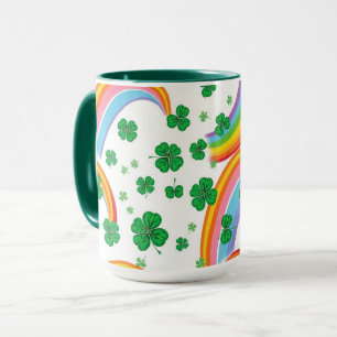 Rainbow Stripes & Shamrocks Seamless Lucky Mug