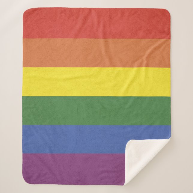 Rainbow stripes sherpa blanket (Front)