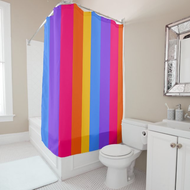 Rainbow Stripes Shower Curtain (In Situ)