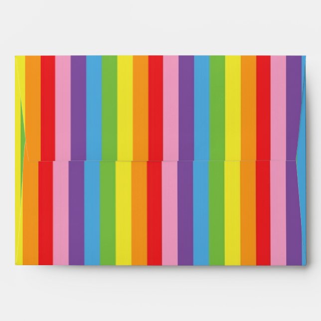 Rainbow Stripes Striped Party Invite Envelope (Back (Top Flap))