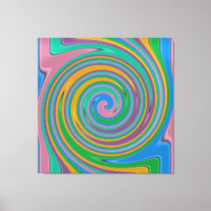 Rainbow stripes swirl canvas print