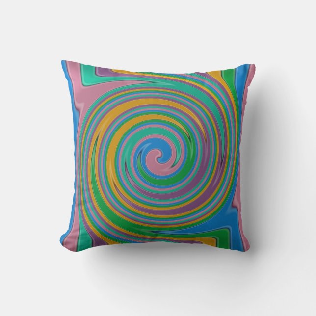 Rainbow stripes swirl cushion (Front)