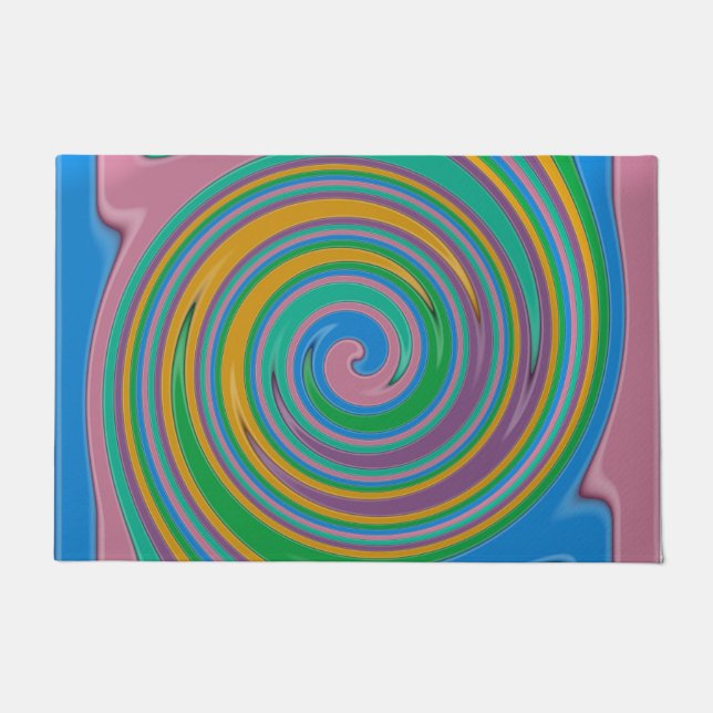 Rainbow stripes swirl doormat (Front)