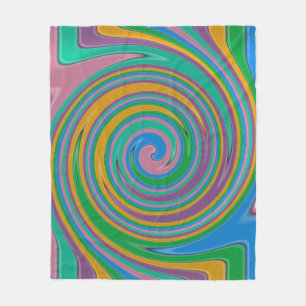 Rainbow stripes swirl fleece blanket