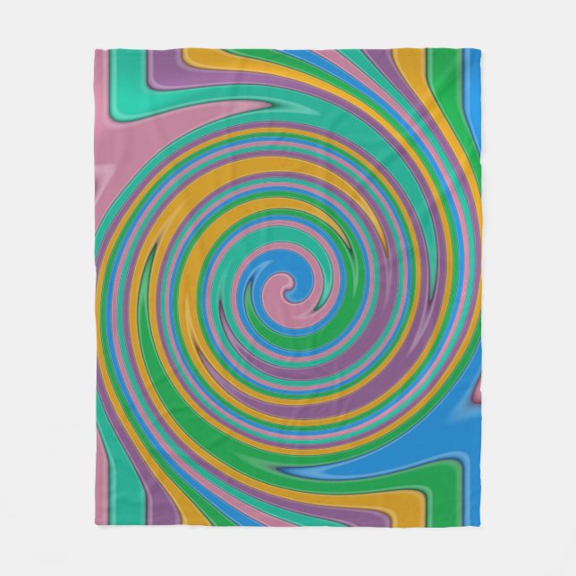 Rainbow stripes swirl fleece blanket (Front)