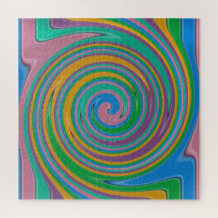 Rainbow stripes swirl jigsaw puzzle