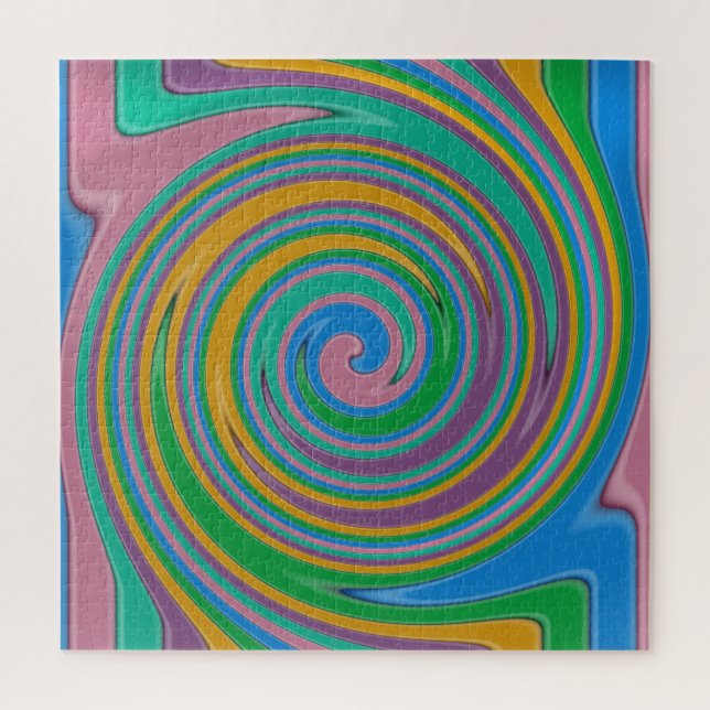 Rainbow stripes swirl jigsaw puzzle (Vertical)