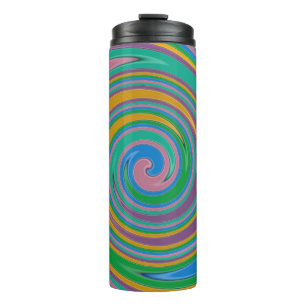 Rainbow stripes swirl thermal tumbler