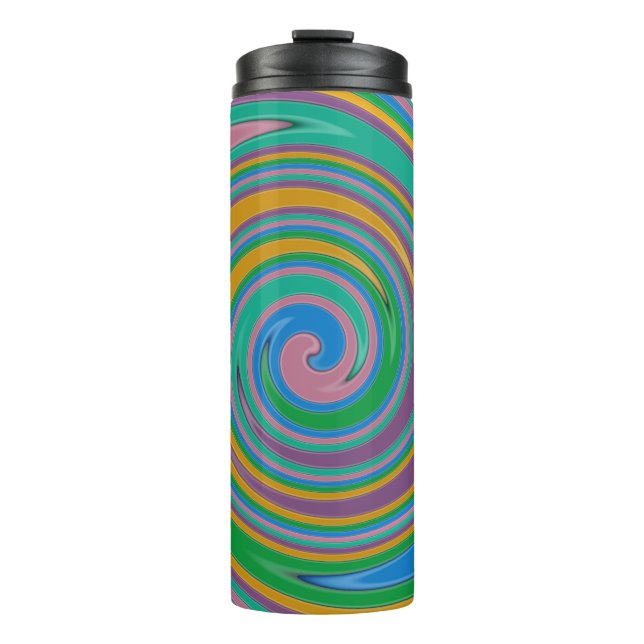 Rainbow stripes swirl thermal tumbler (Front)