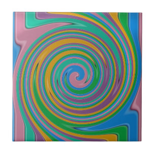 Rainbow stripes swirl tile