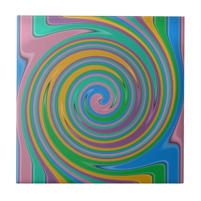 Rainbow stripes swirl tile (Front)