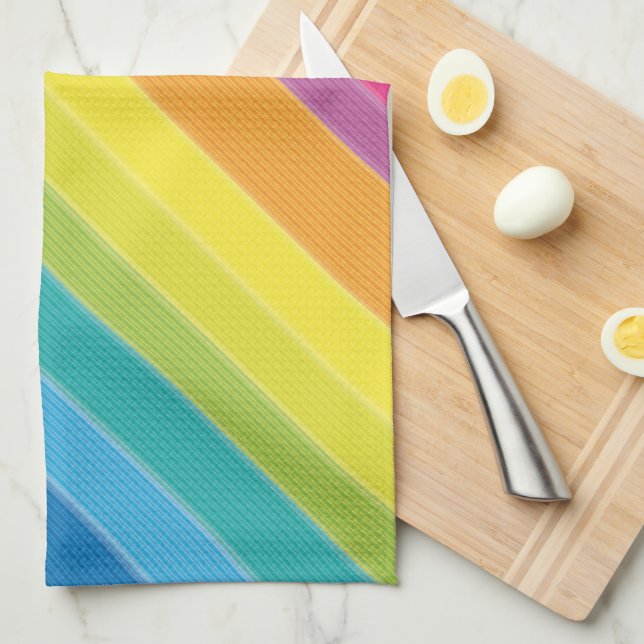 Rainbow Stripes Tea Towel (Quarter Fold)