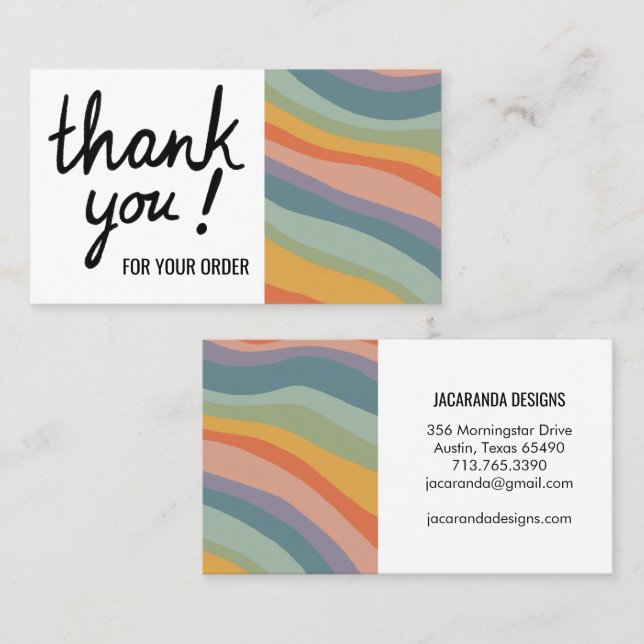 Rainbow Stripes Thank You for Your Order Shopping Business Card (Front/Back)