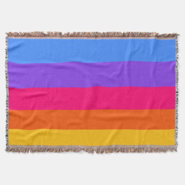 Rainbow Stripes Throw Blanket (Front)