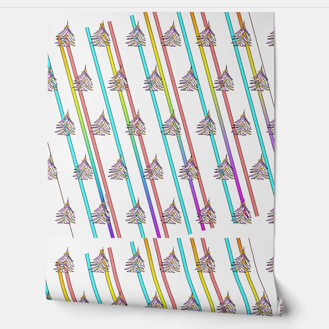 Rainbow Stripes + Trees Kids  Wallpaper (Unrolling)