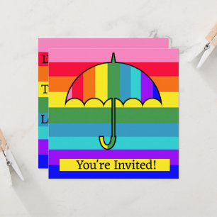 Rainbow Stripes Umbrella Invitation