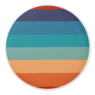 Rainbow Stripes Vintage Old Style Geometric Ceramic Knob