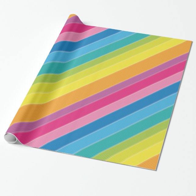 Rainbow Stripes Wrapping Paper (Unrolled)