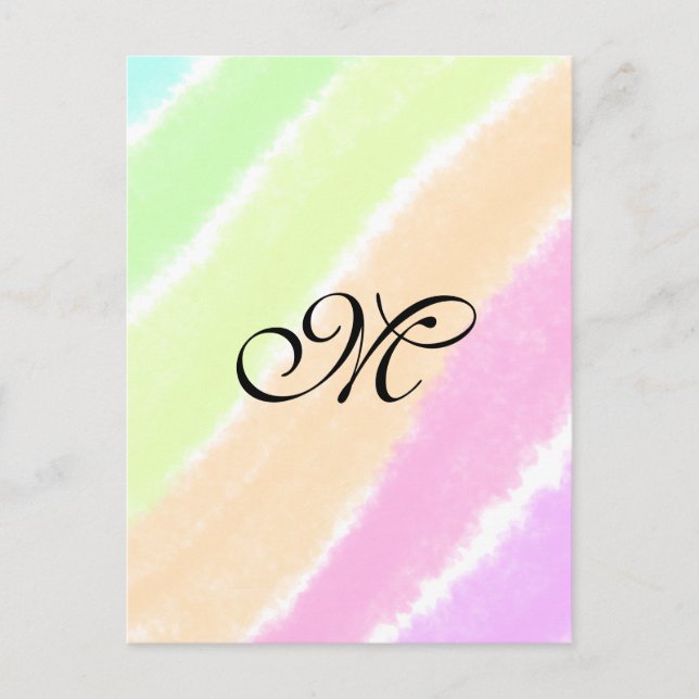 Rainbow stripeswatercolor lines add your monogram  postcard (Front)