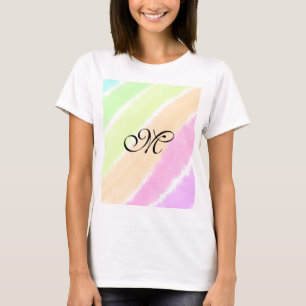 Rainbow stripeswatercolor lines add your monogram  T-Shirt