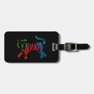 Rainbow stripey tiger art luggage tag
