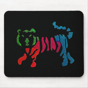 Rainbow stripey tiger art mouse mat