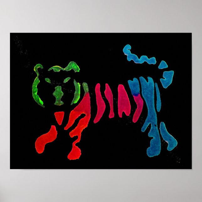 Rainbow stripey tiger art poster (Front)