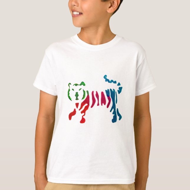 Rainbow stripey tiger art T-Shirt (Front)