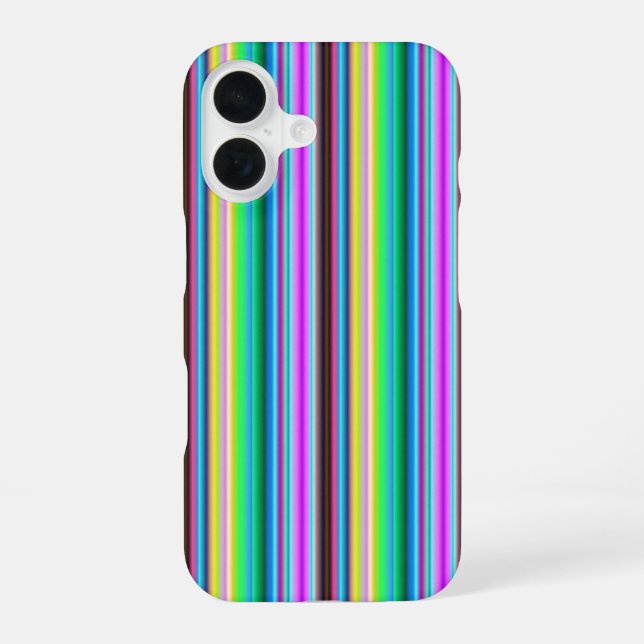Rainbow Strips - Pattern iPhone 16 Case (Back)