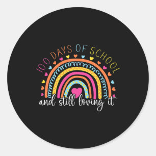 Rainbow Student Happy 100 Days Of School Girl Classic Round Sticker