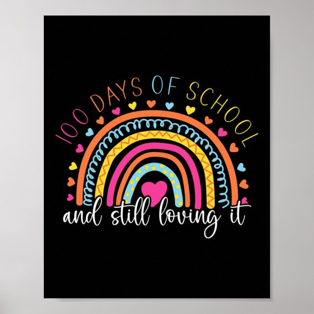 Rainbow Student Happy 100 Days Of School Girl  Poster (Front)