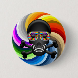 Rainbow Sugar Skull 6 Cm Round Badge