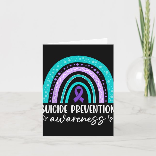 Rainbow Suicide Prevention Awareness Teal Amp Pu  Card (Front)