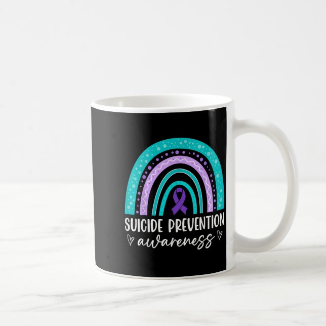 Rainbow Suicide Prevention Awareness Teal &amp; Pu Coffee Mug (Right)