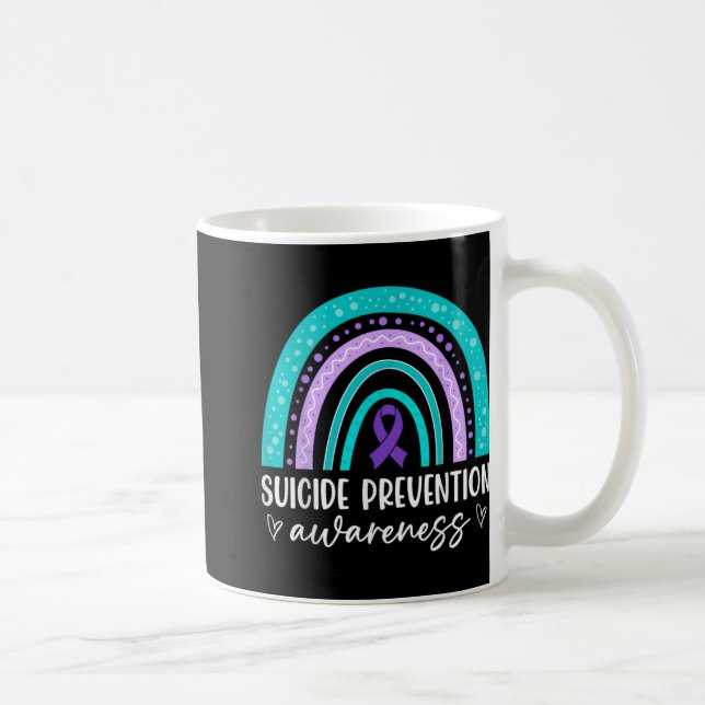 Rainbow Suicide Prevention Awareness Teal Amp Pu  Coffee Mug (Right)