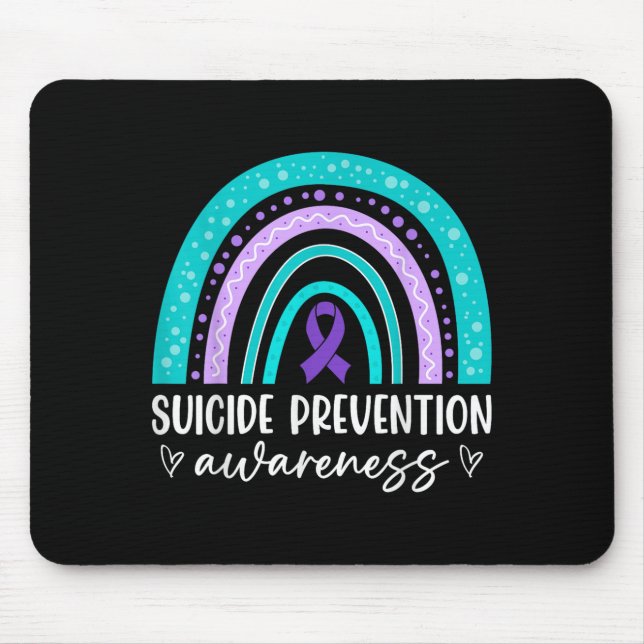 Rainbow Suicide Prevention Awareness Teal &amp; Pu Mouse Mat (Front)