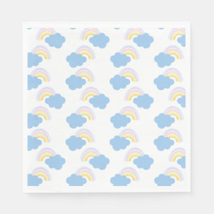 Rainbow Summer Clouds Pastel Scribble Doodle     Napkin