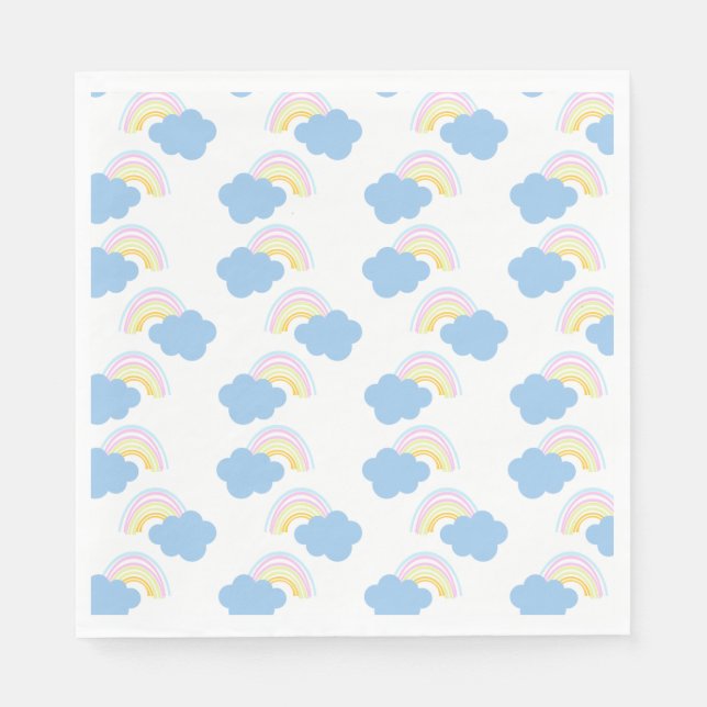 Rainbow Summer Clouds Pastel Scribble Doodle     Napkin (Front)