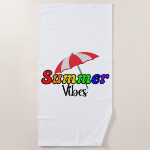 Rainbow Summer Vibes LGBTQ Pride Beach Umbrella Towel
