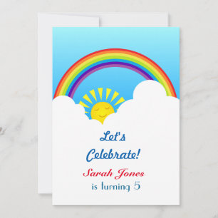 Rainbow sun and clouds invitation