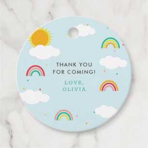 Rainbow, Sun and Clouds Kid's birthday party  Favour Tags