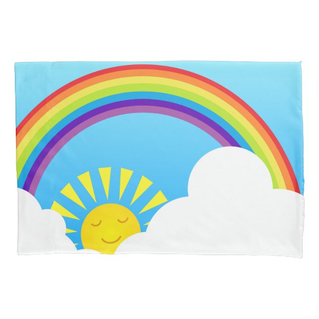 Rainbow sun and clouds pillowcase (Front)
