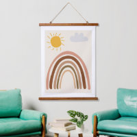 Rainbow Sun Cloud, Kids Drawing, Boho Abstract Art