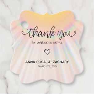 *~* Rainbow Sunbeams Hearts Thank You Wedding Favour Tags