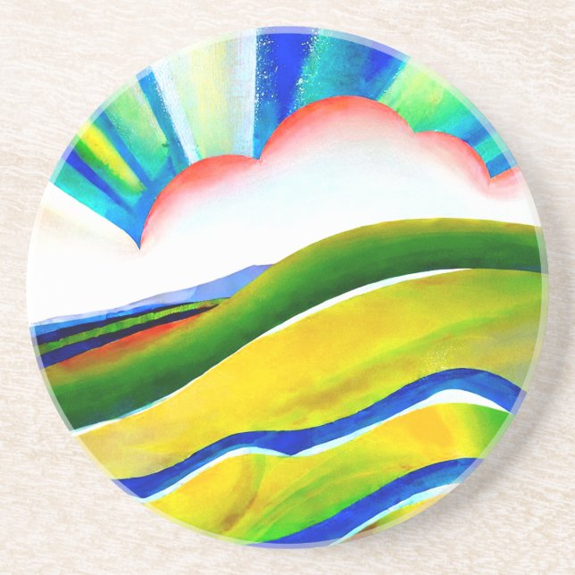 Rainbow Sunburst Landscape Coaster (Front)