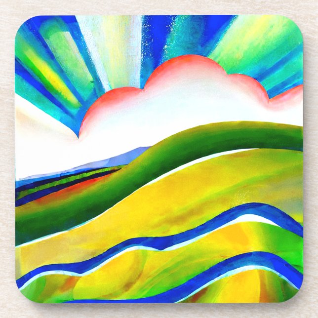 Rainbow Sunburst Landscape Coaster (Front)