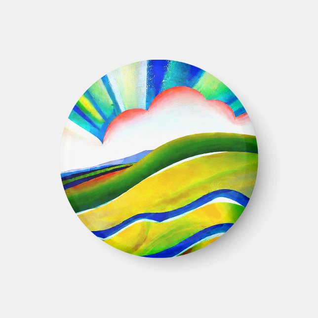 Rainbow Sunburst Landscape Magnet (Front)