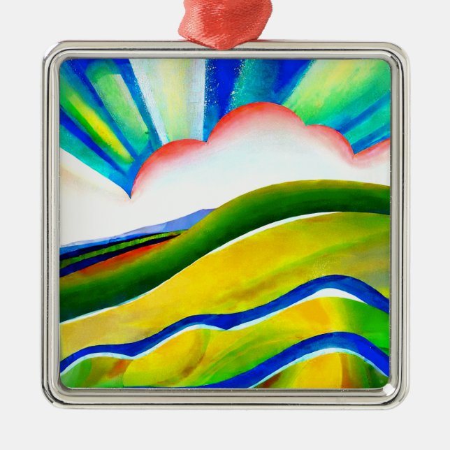 Rainbow Sunburst Landscape Metal Tree Decoration (Front)