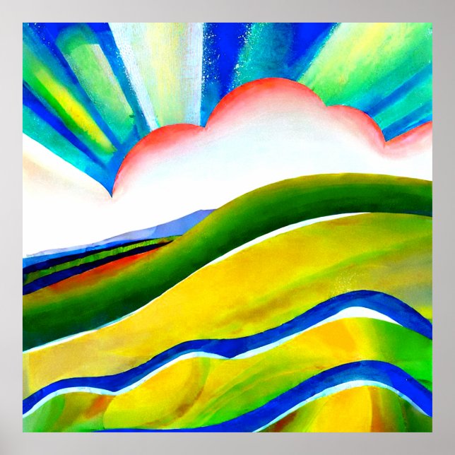 Rainbow Sunburst Landscape Poster (Front)